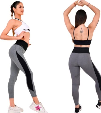 Legging Lycra Gris con detalles Combinados